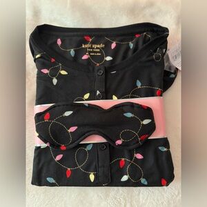 Kate Spade Black Pajama Set with Colorful Light Design